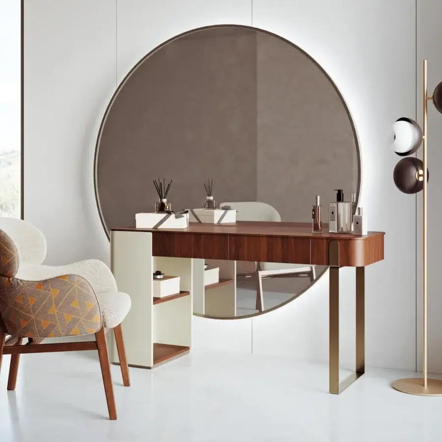 Distinguished Capital Dafne armchair with creamy off-white textile upholstery and satin-sheen wooden legs
