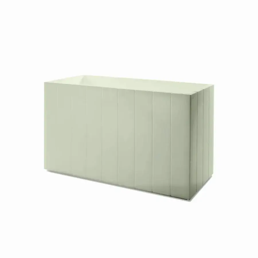 Superior Serralunga Fence planter, a planter crafted in pale green LLDPE plastic with a three-dimensional textured finish