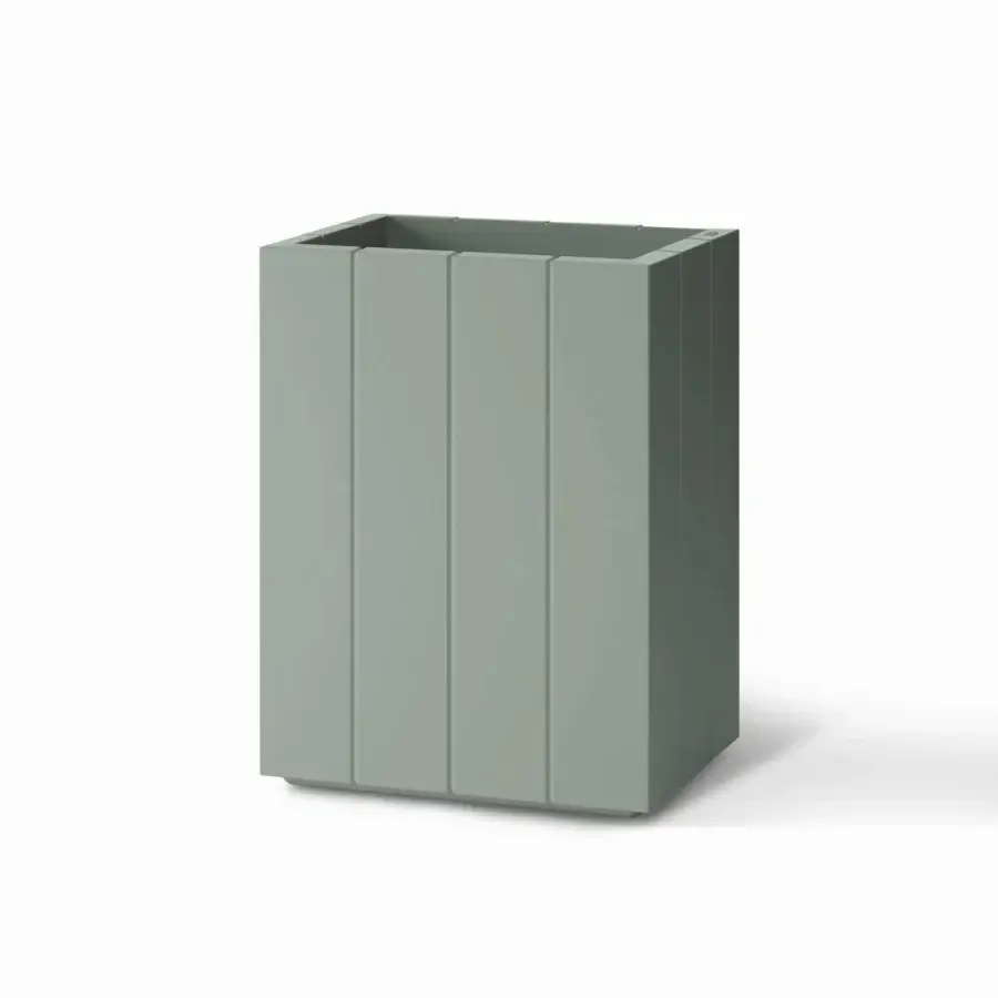 Elegant Serralunga Fence planter, a planter crafted in sage green LLDPE plastic with a matte textured finish