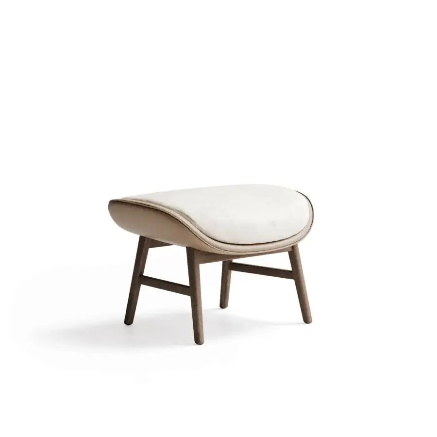 Lavish Capital Dafne lounge chair with curved design crafted in creamy white textile and solid wooden frame
