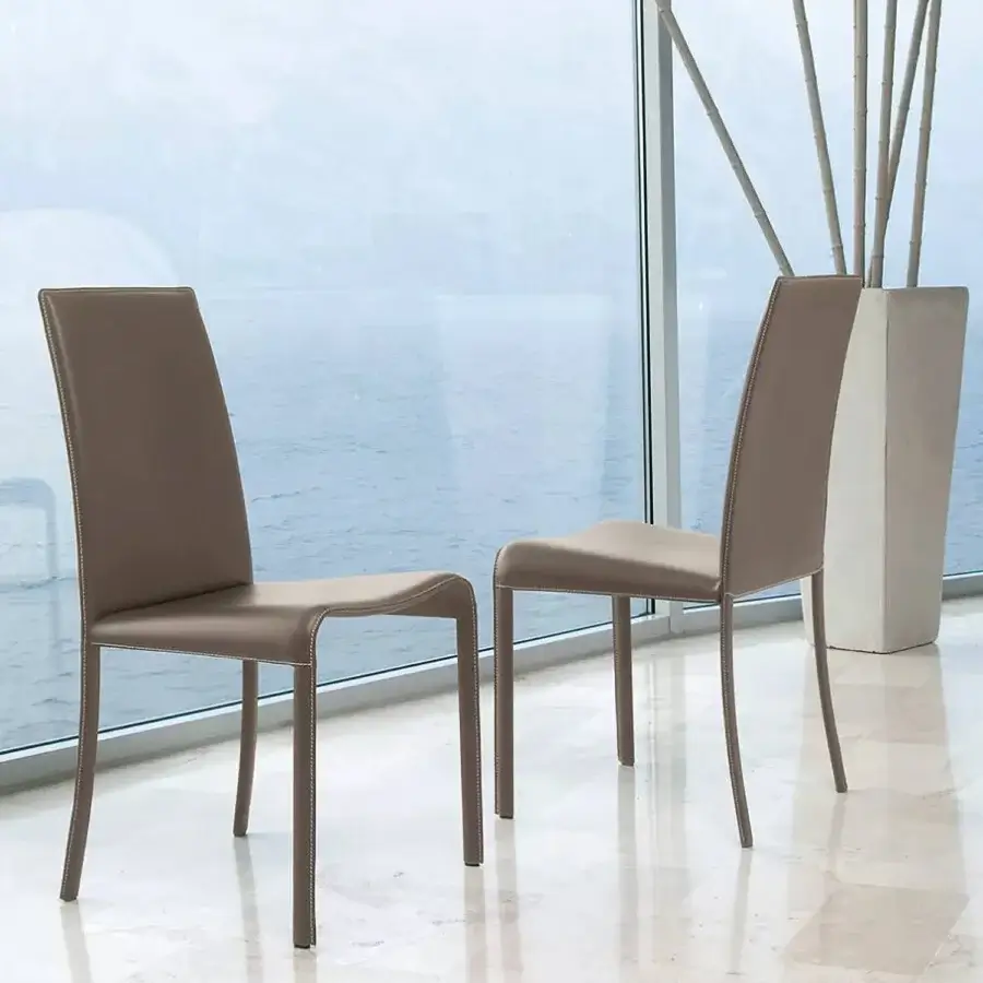 Exceptional Ivano Antonello Italia vanity chair with matte taupe eco-leather upholstery and sartorial stitching details