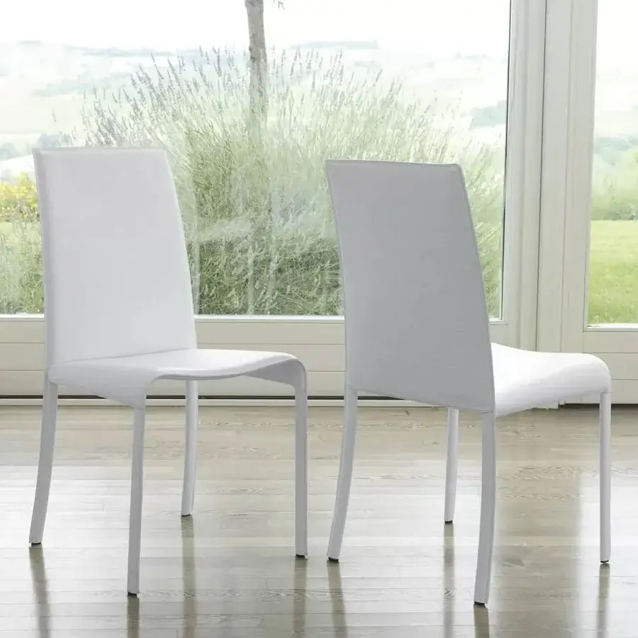 Elegant Ivano Antonello Italia vanity chair with white metal and smooth eco-leather upholstery crafted for refined seating