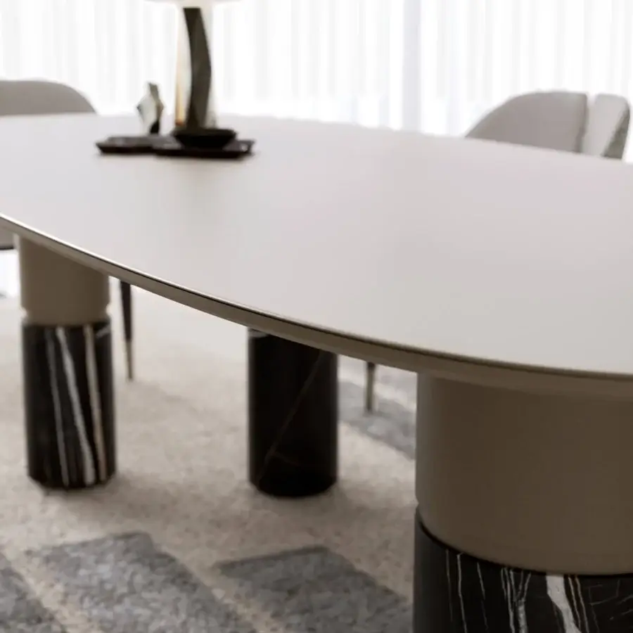 Distinguished Capital Loīc table crafted in lacquered wood with a matte finish and a dark marble base