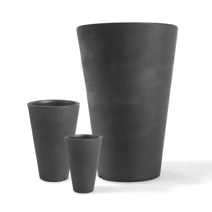 Distinguished Serralunga Liscio Siena planter with a textured surface crafted in dark gray LLDPE and matte finish