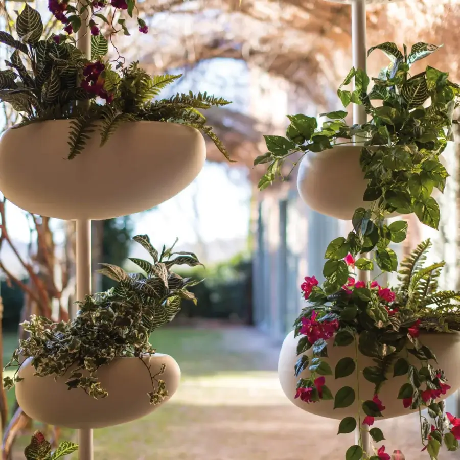Superior Serralunga Greenpills vertical planter built in recyclable LLDPE with a matte white finish