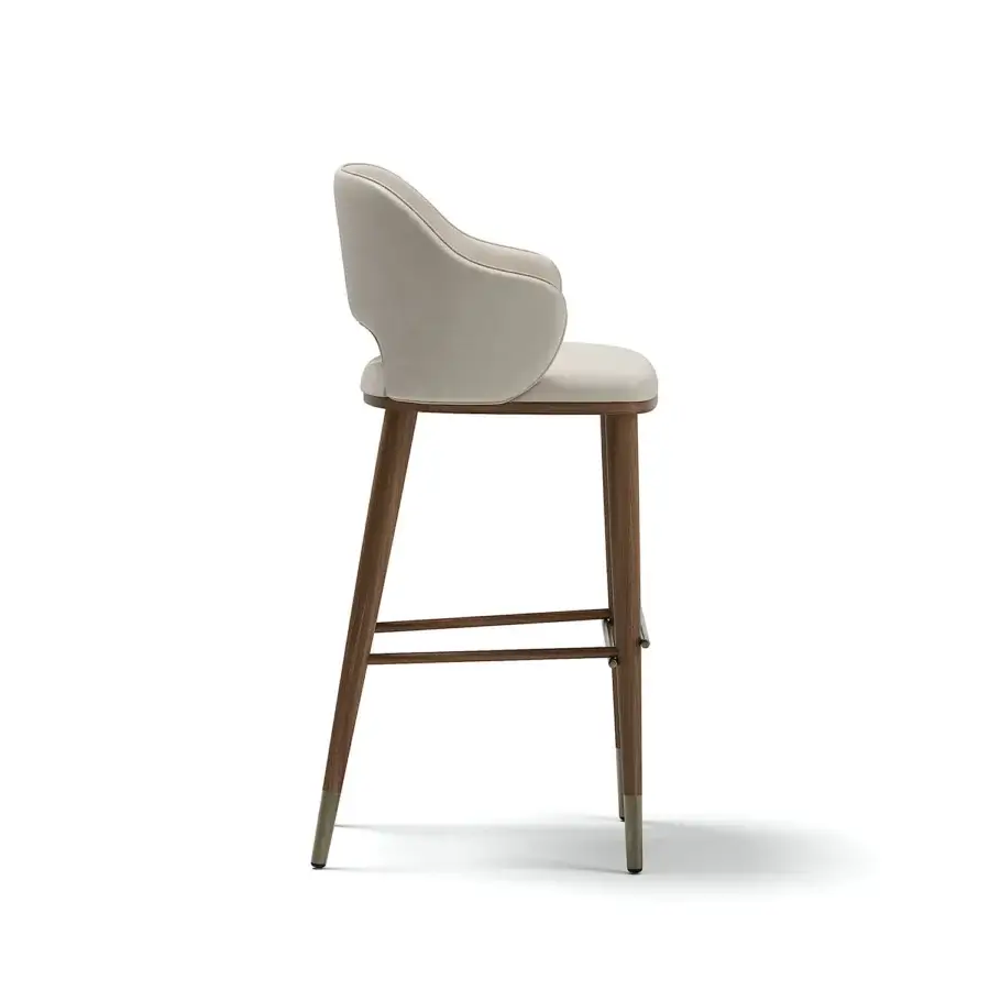 Superior Capital Augusta stool crafted with light beige textile and warm brown wood finish