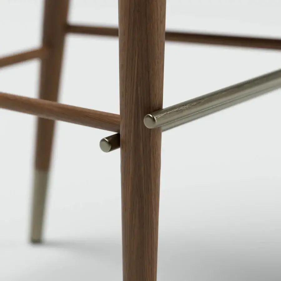 Superior Capital Augusta stool crafted with medium-dark wood and brass-toned metal connectors with satin finish