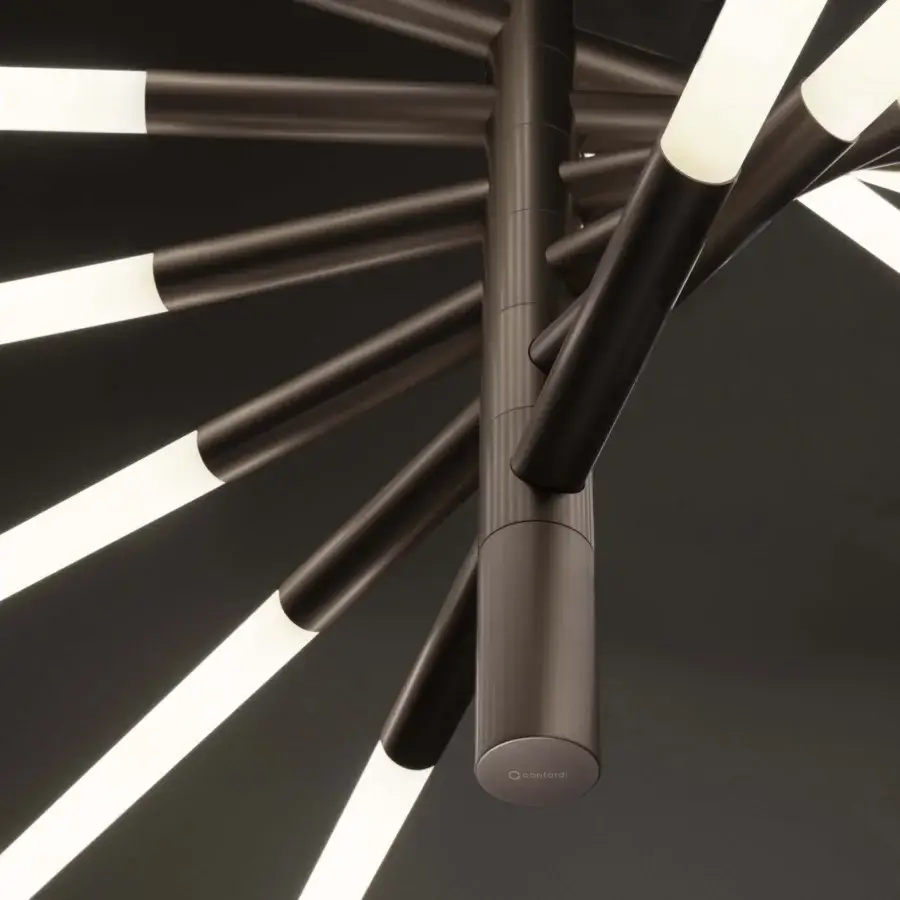 Exclusive Contardi Bianca suspension lamp with radial design crafted in metal and satin dark bronze finish