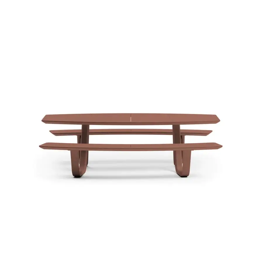 Superior Atmosphera 8Teen table with benches crafted in synthetic material with a matte terracotta finish