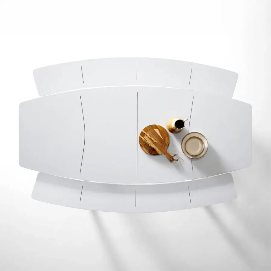 Distinguished Atmosphera 8Teen table with benches crafted in light gray synthetic material with a matte finish and linear indentations