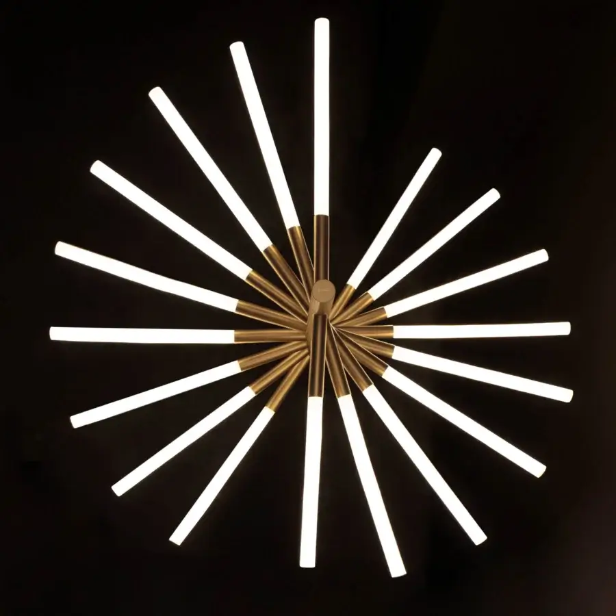 Superior Contardi Bianca Twist suspension lamp crafted in steel with golden finish and diffused milky white glass cylinders