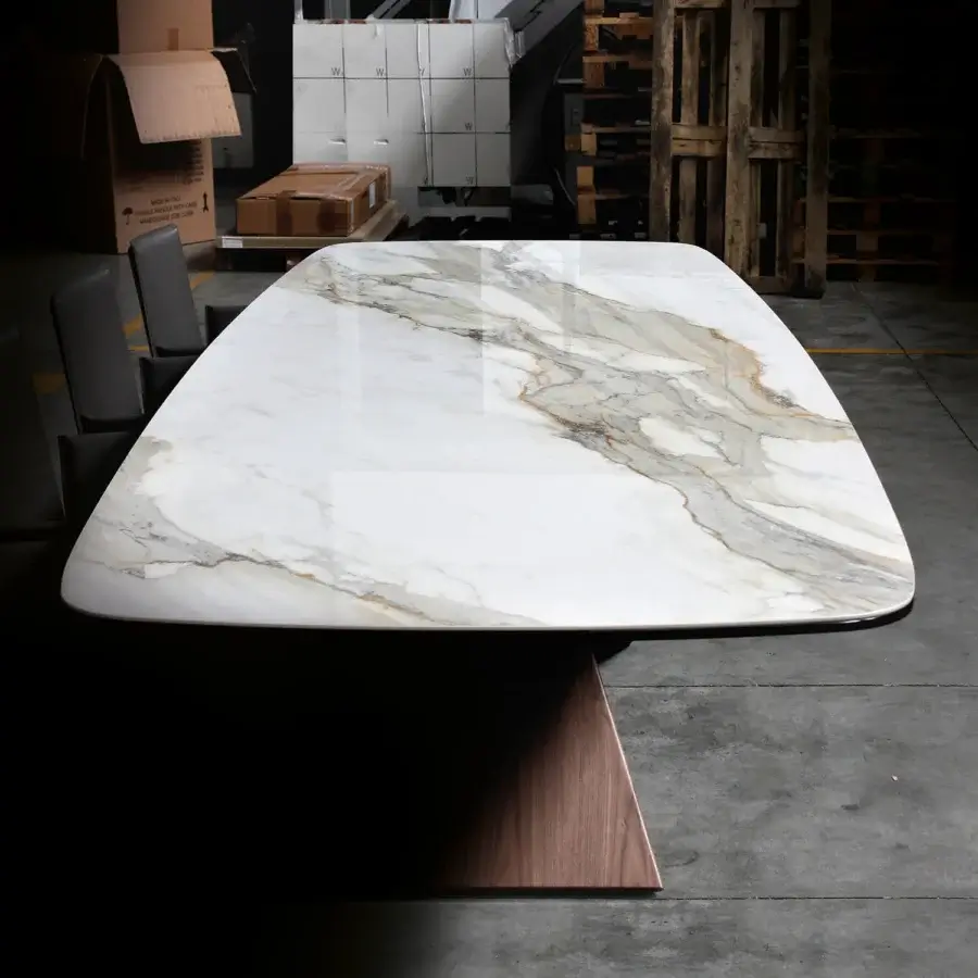 Superior Ivano Antonello Italia Rialto dining table with polished ceramic and painted metal base