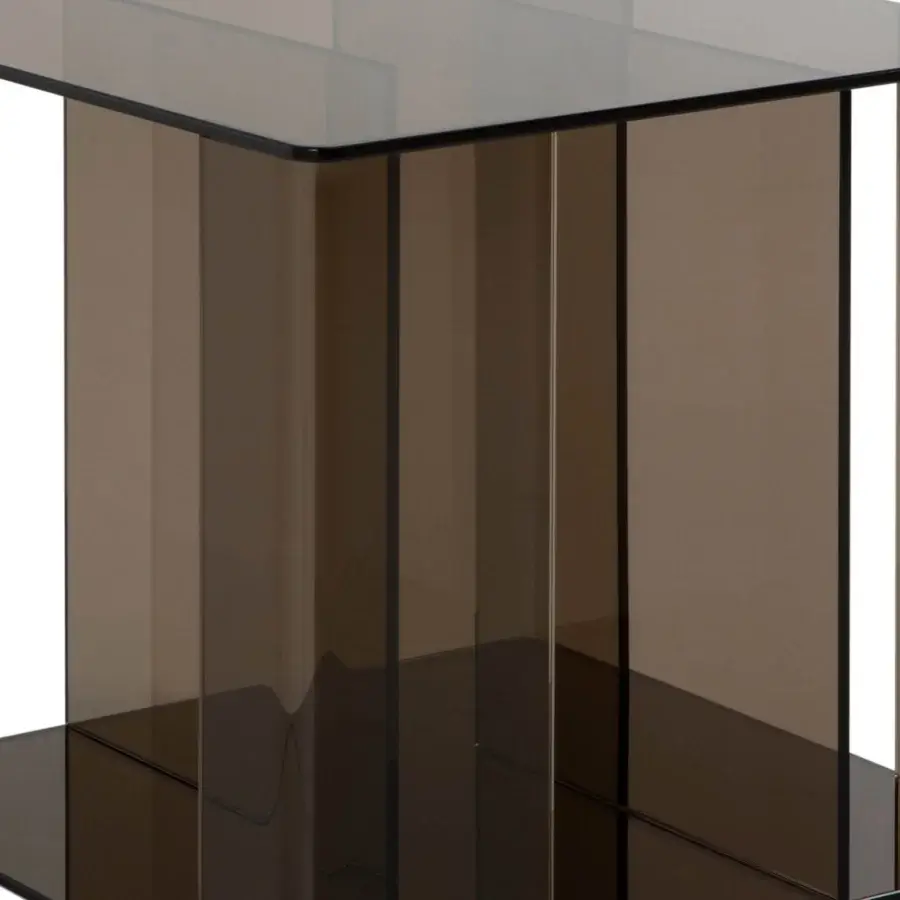 Exceptional Tonin Casa Dedalo coffee table crafted in bronze glass with glossy finish and seamless mirrored base