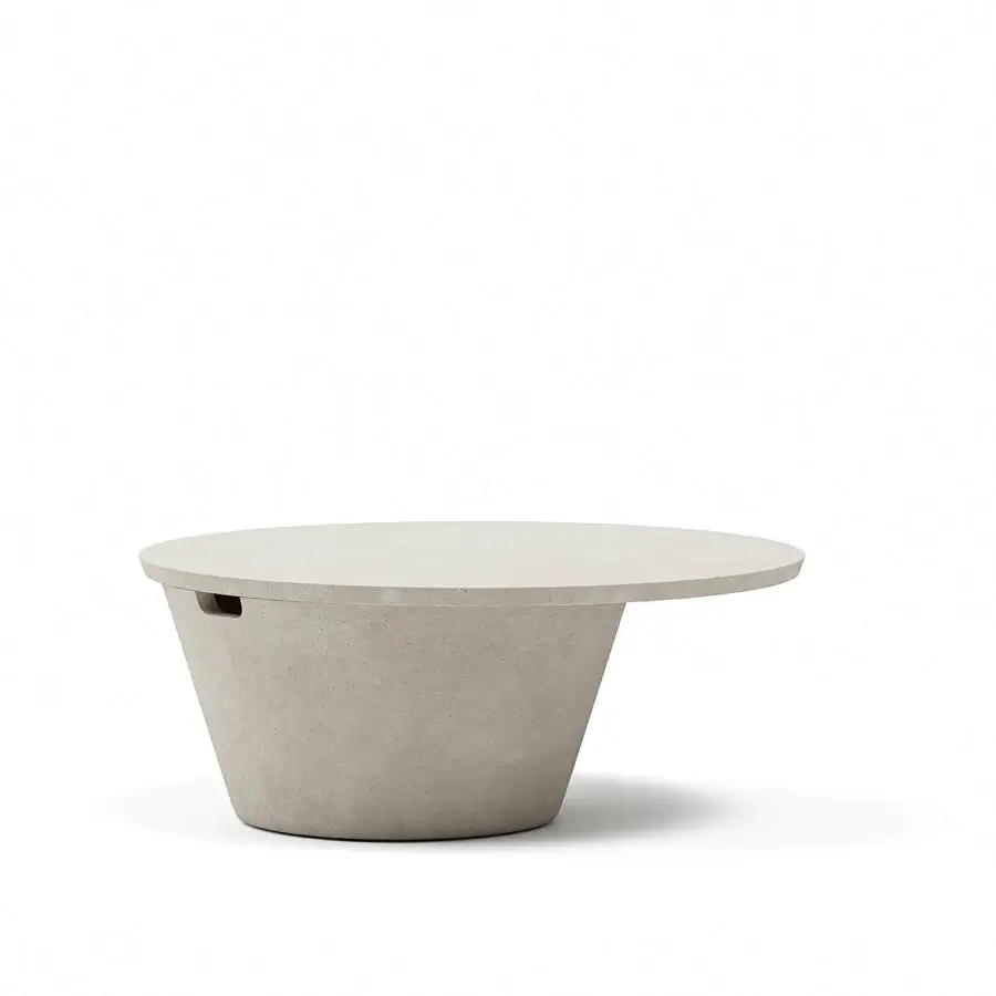 Superior Atmosphera Totem coffee table in light neutral gray concrete with a transparent waterproof painting