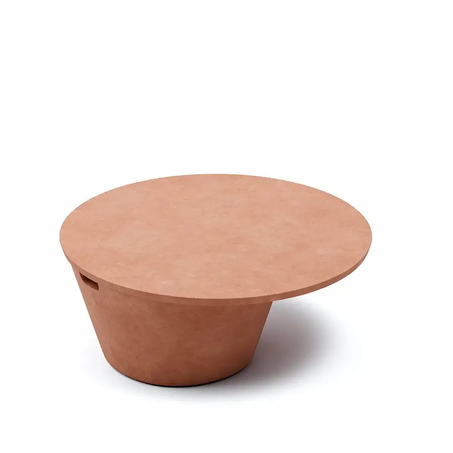 Exceptional Atmosphera Totem coffee table crafted in reddish-brown concrete with a matte finish celebrating mineral textures