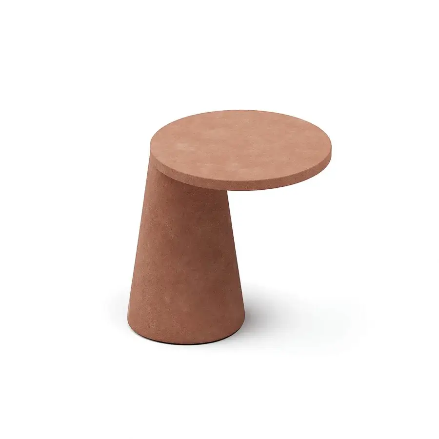 Exceptional Atmosphera Totem side table crafted in geometric terracotta form with waterproof painted composite stone