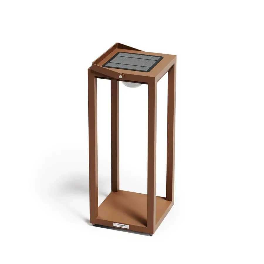 Elegant Atmosphera Astro floor lamp with aluminum construction and brownish-tan matte finish illuminated by a frosted glass globe