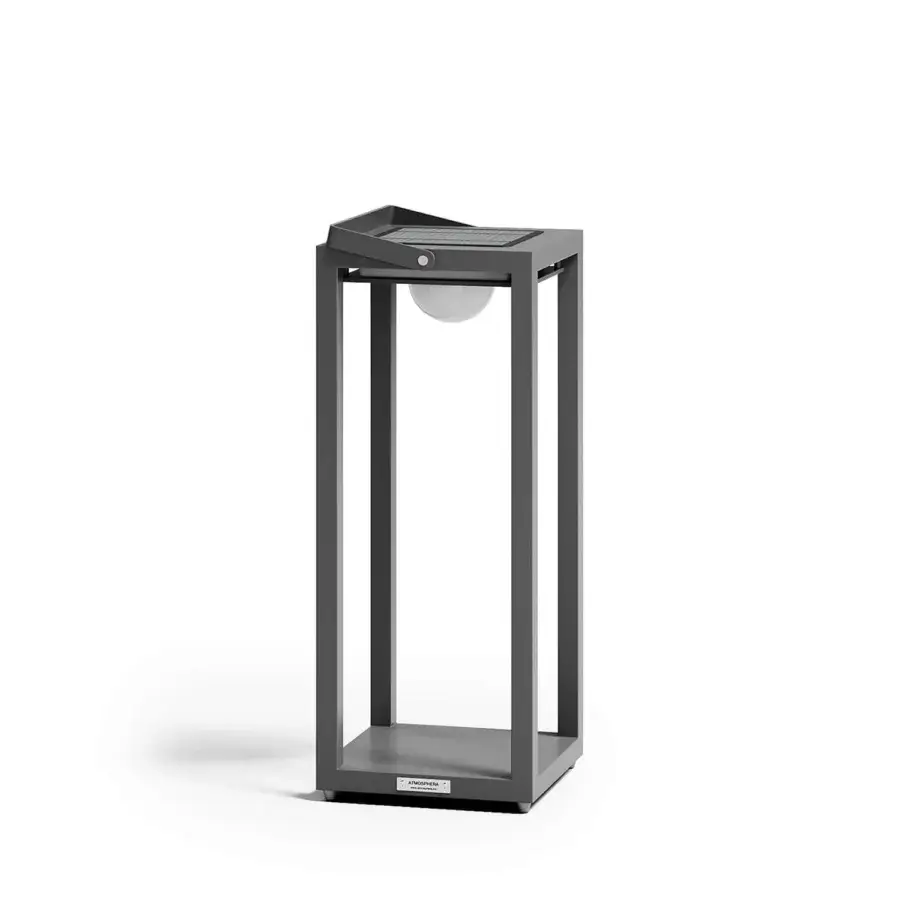 Distinguished Atmosphera Astro floor lamp with angular silhouette, translucent glass and matte dark gray aluminum construction