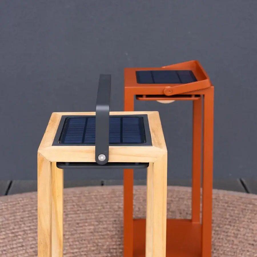 Elegant Atmosphera Astro floor lamp with rectangular form built in aluminum and reddish-orange detailing with satin finish