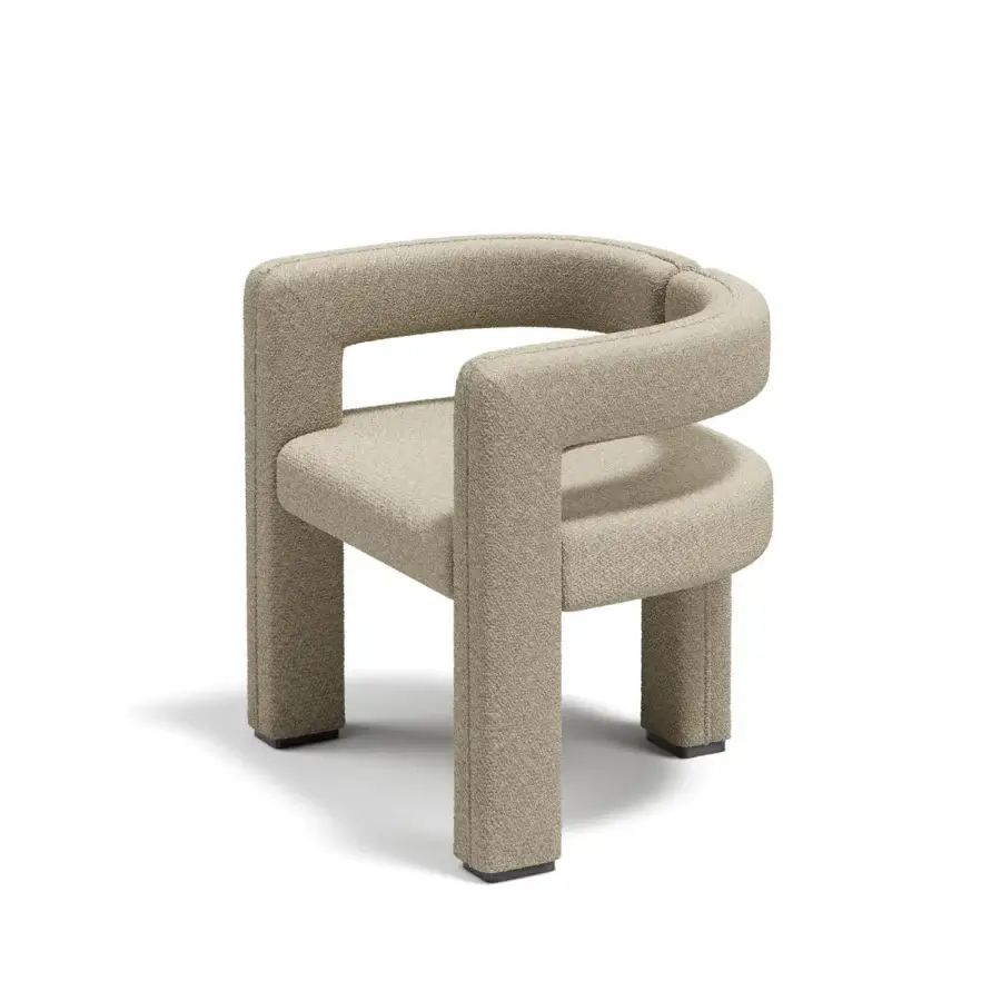 Superior Capital Mirage armchair built with solid wood and upholstered in textured light beige fabric with metal finish