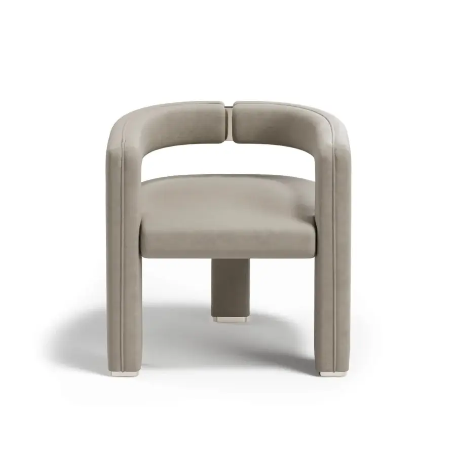 Alluring Capital Mirage armchair with a solid wooden frame and upholstered in muted neutral beige fabrics with metal finish