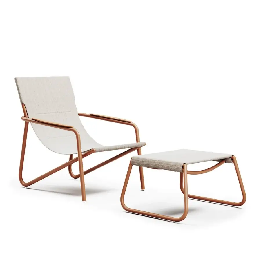 Distinguished Atmosphera Zante lounge chair crafted with aluminum and textilene in reddish-brown satin finish