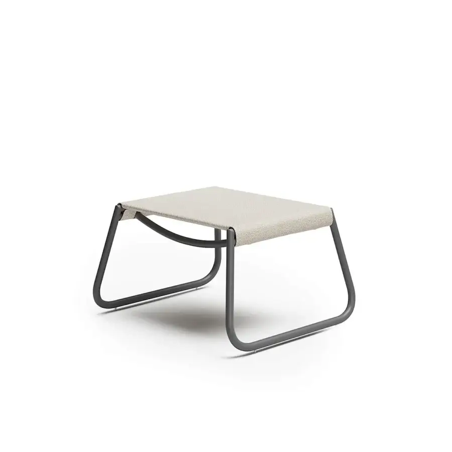 Superior Atmosphera Zante footrest with aluminum frame and light beige textilene offering functional endurance and a matte grey finish