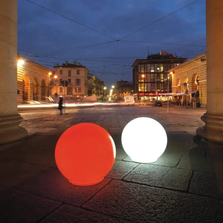 Exceptional Serralunga Atmosfera floor lamp crafted in LLDPE with an opal neutral translucent finish emitting diffused glow