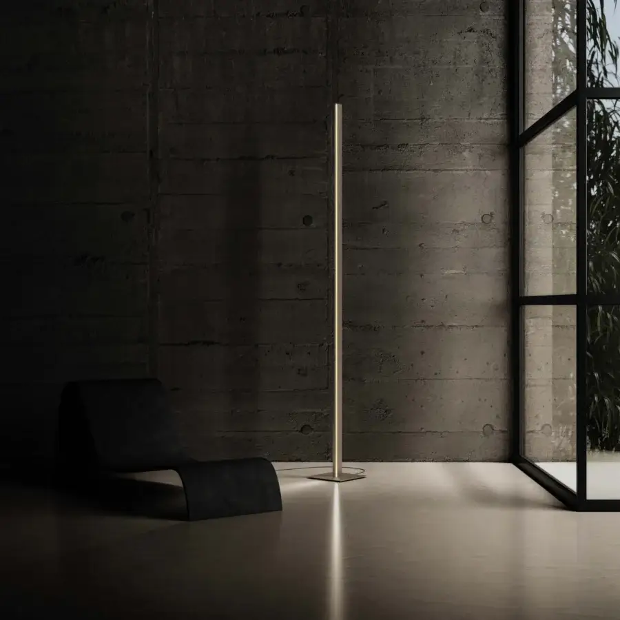 Elegant Contardi Fly floor lamp in warm gold with a satin metal finish crafted for refined illumination