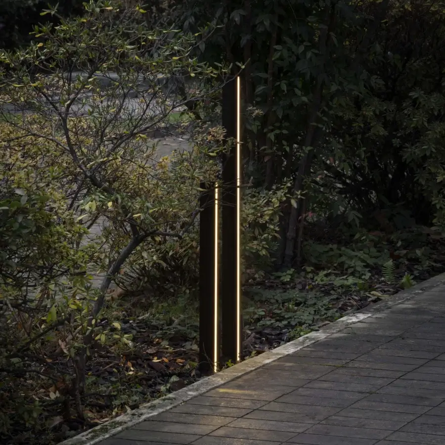 Exceptional Contardi Fly Outdoor floor lamp crafted in dark metal with integrated strip LED module illumination