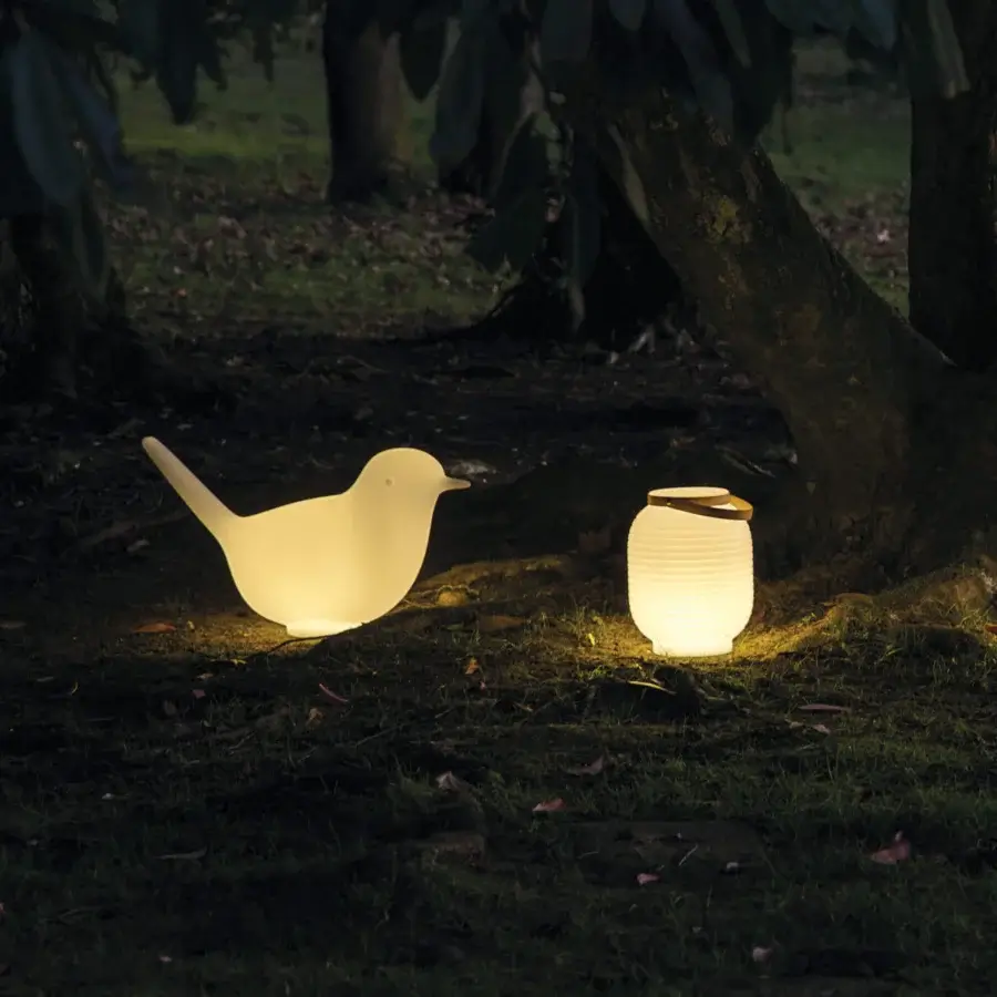 Distinguished Serralunga Honey Lantern, portable lighting crafted in neutral translucent LLDPE plastic with a sleek leather handle