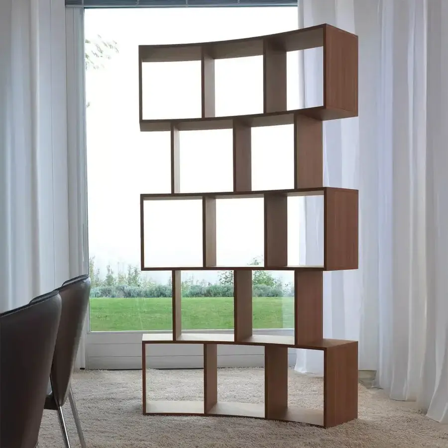 Exceptional Ivano Antonello Italia River bookcase in wood with satin lacquer and subtle shade variations