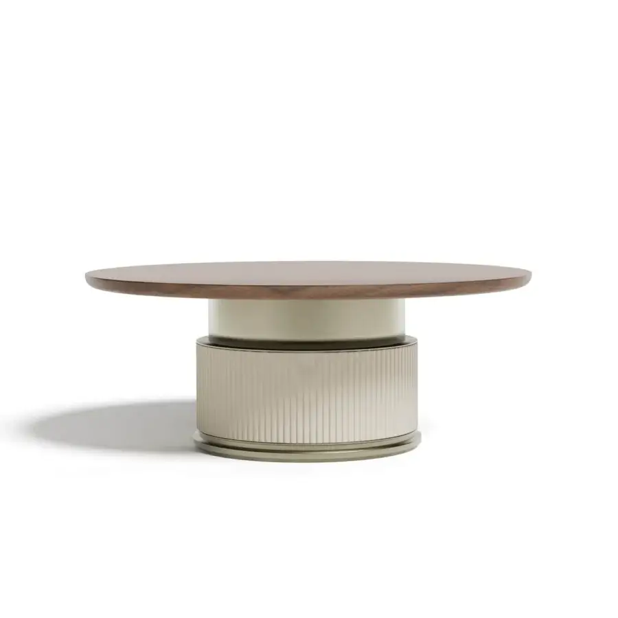 Distinguished Capital Rock table with satin wood, olive-green ribbed upholstery and gold accenting