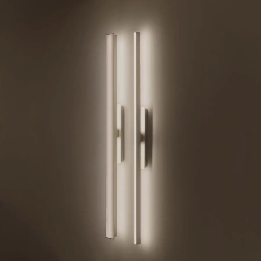 Architectural Contardi Fly Wall Lamp in neutral light gray metal with a smooth satin finish