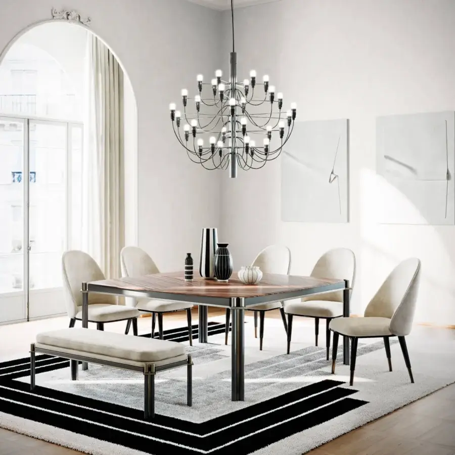 Distinguished Capital Diva chair upholstered in light beige fabric with sleek matte black metal legs crafted in Italy