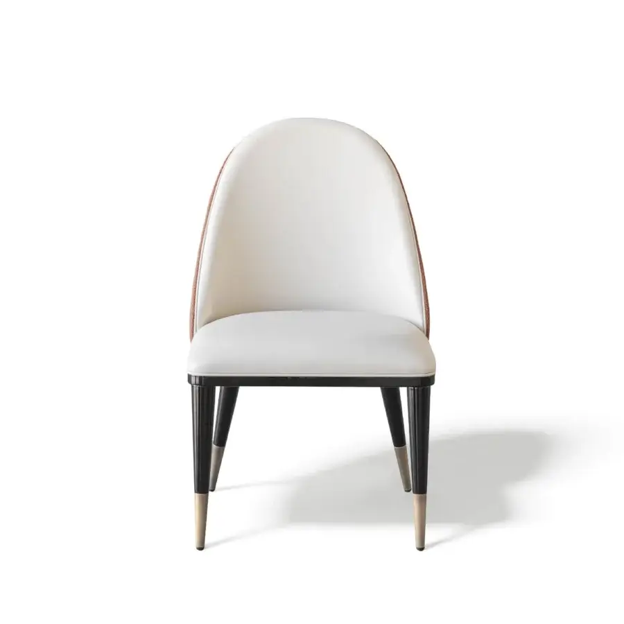Superior Capital Diva chair upholstered in creamy off-white fabric with golden metal feet and solid wood frame