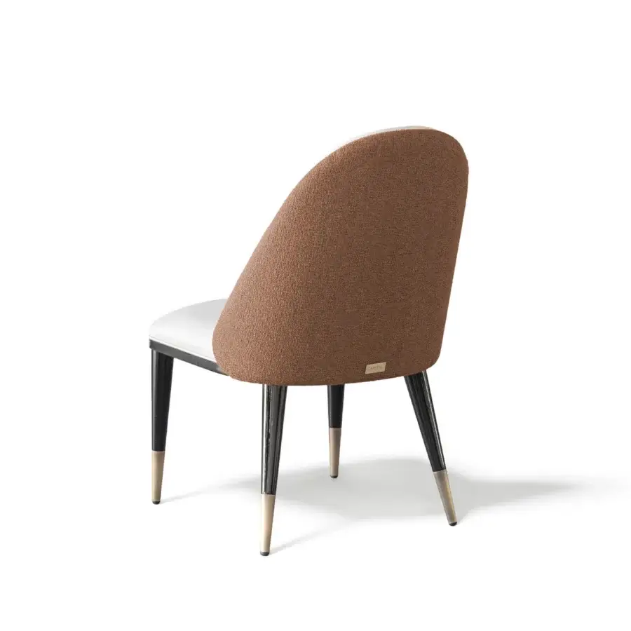 Distinguished Capital Diva chair upholstered in warm brown textured textile with a dark finished wooden frame and gold accents