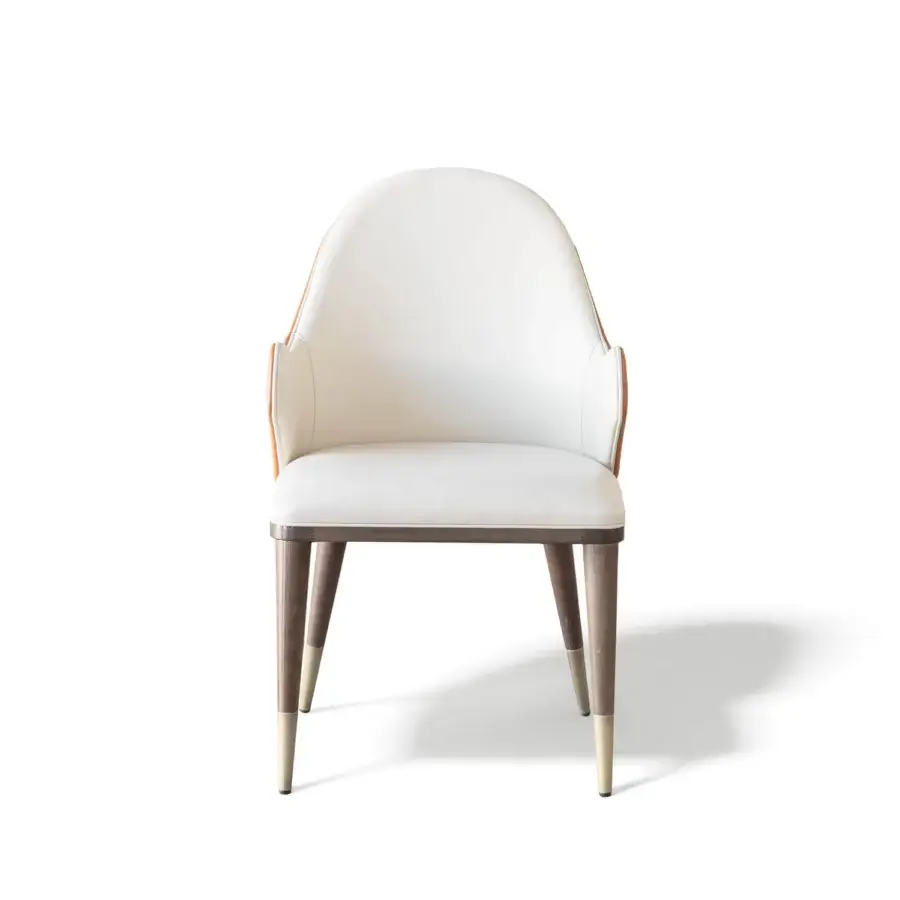 Superior Capital Diva chair upholstered in curated high-end fabrics with a medium-tone brown wooden frame and sleek gold-toned metal feet