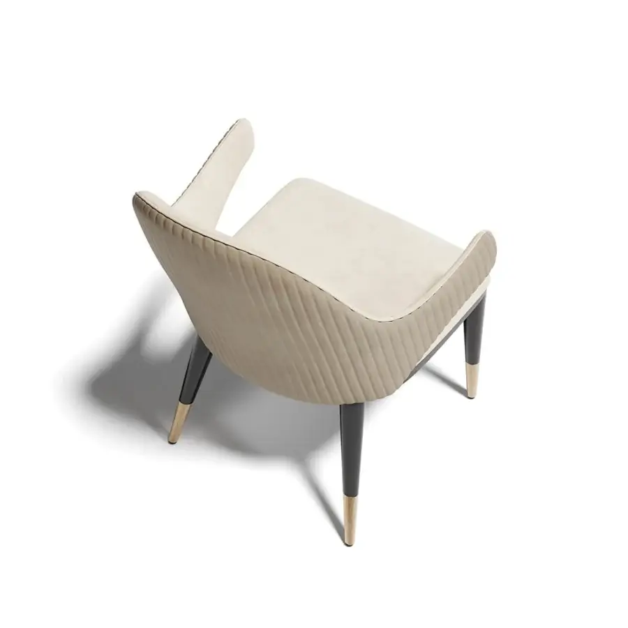 Superior Capital Diva chair upholstered in textured light taupe fabric with sleek gold metal feet and solid wood frame