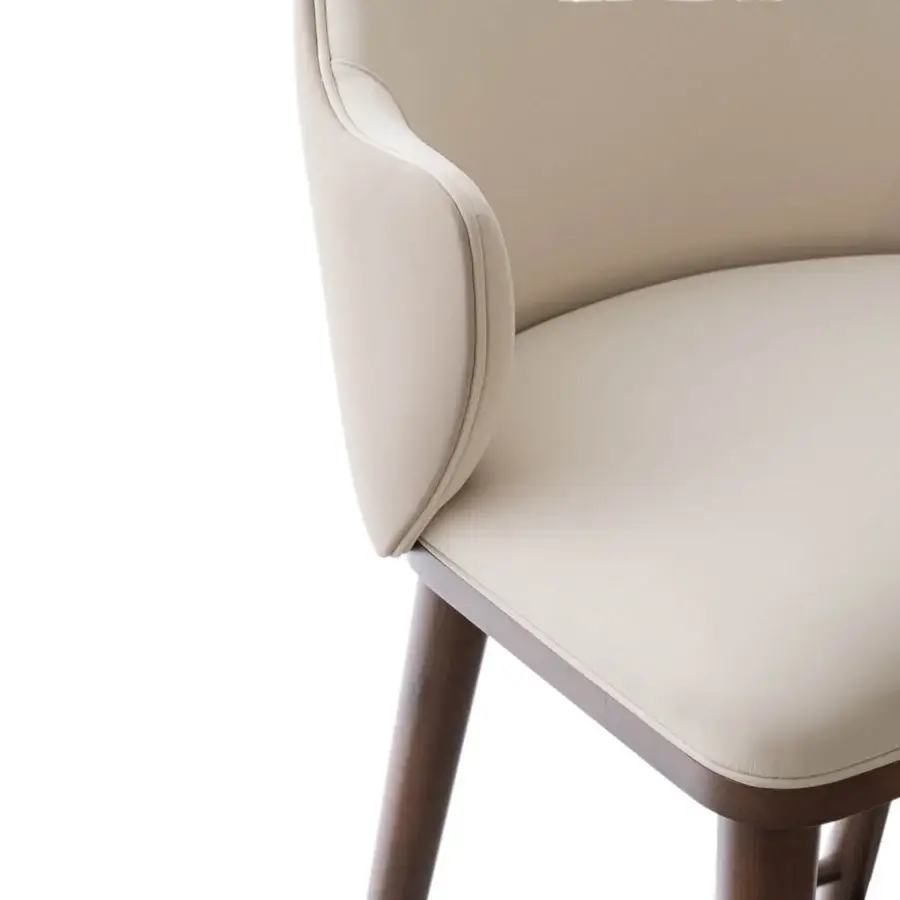 Superior Capital Diva stool built with neutral beige fabric upholstery and skilled wooden legs with matte finish