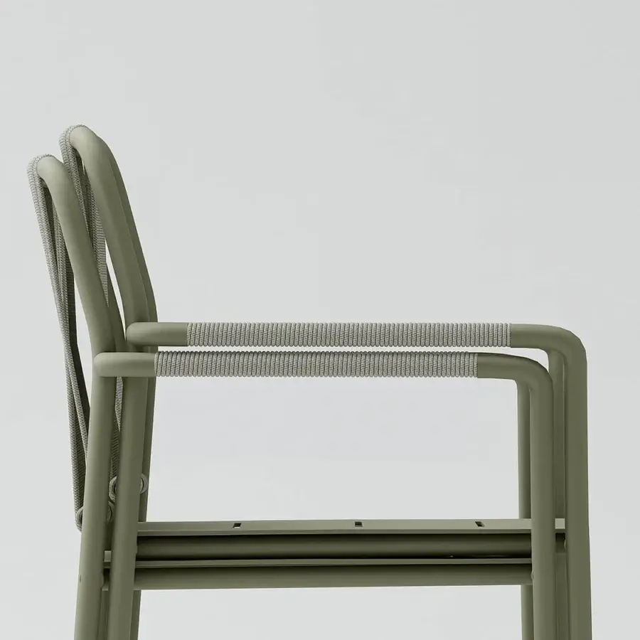 Distinguished Atmosphera Air armchair with a solid aluminum structure and woven olive textile backrest in a matte finish