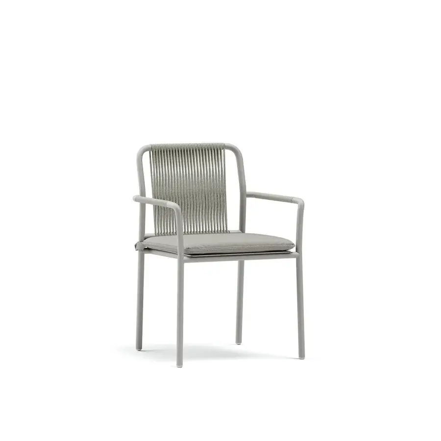 Exceptional Atmosphera Air armchair with a solid aluminum structure and hand-woven braiding in muted gray tones with a matte finish