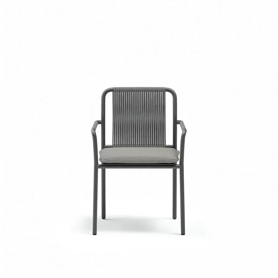 Distinguished Atmosphera Air armchair with a solid aluminum structure and hand-woven gray textile backrest in a matte graphite finish