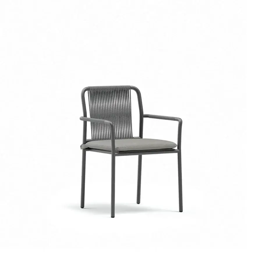 Exceptional Atmosphera Air armchair with a solid aluminum frame and hand-woven braiding in dark graphite with a matte powder-coated finish