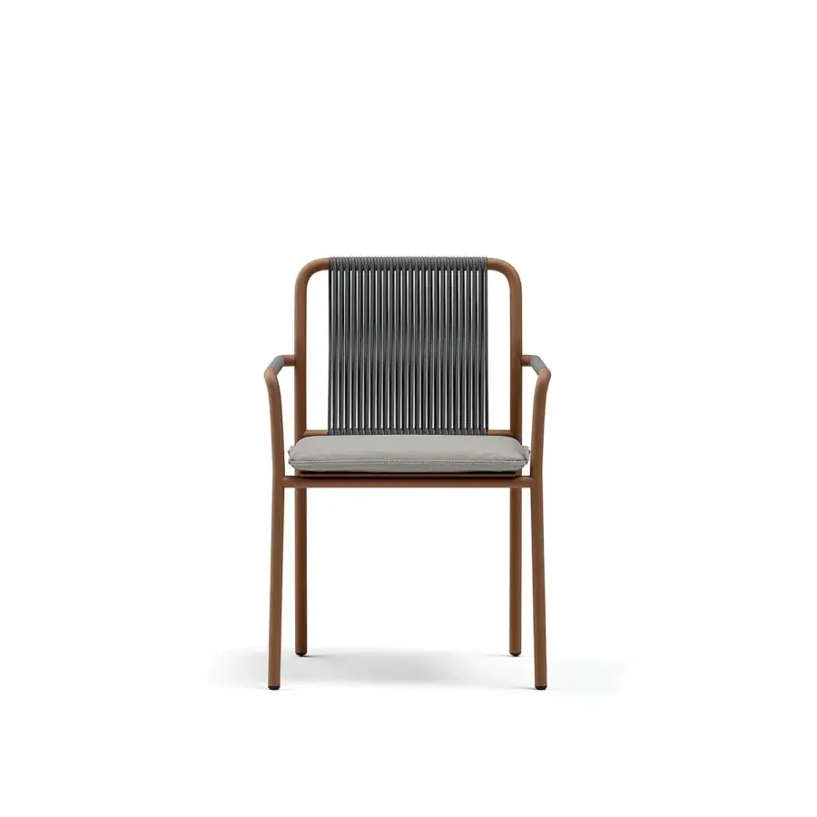 Distinguished Atmosphera Air armchair with solid aluminum frame, dark gray woven seat and muted brown matte finish
