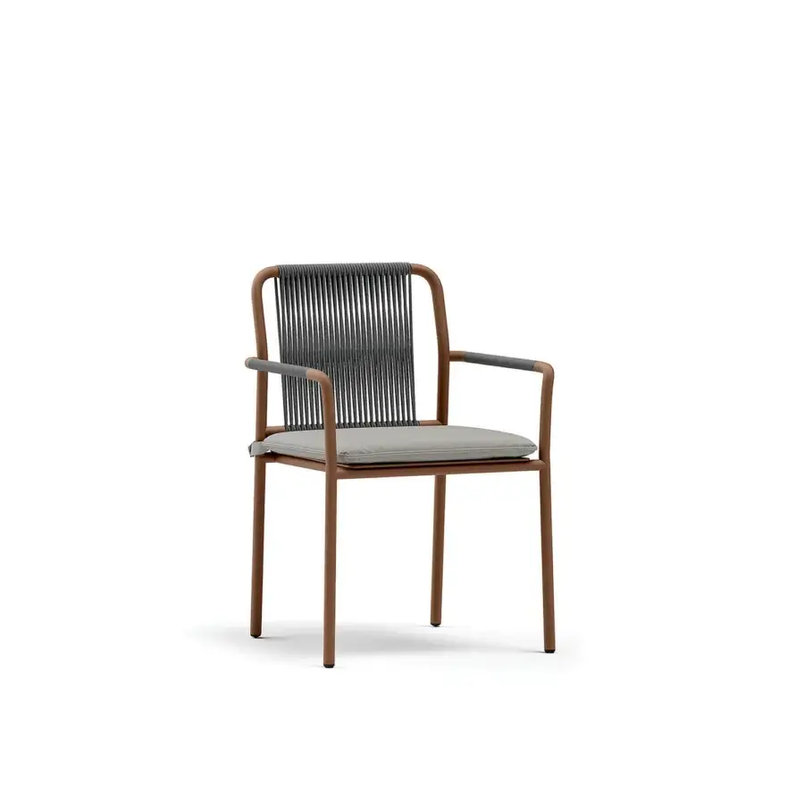 Exceptional Atmosphera Air armchair with graphite solid aluminum structure and hand-woven gray textile backrest
