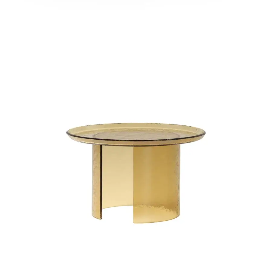 Distinctive Tonin Casa Atollo coffee table crafted in luminous lacquered glass with a hammered finish for enhanced reflections