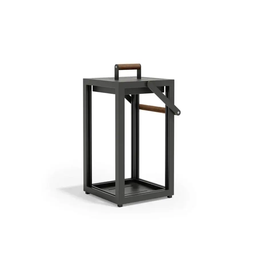 Distinguished Atmosphera Alba floor lamp with durable aluminum frame and natural Teak handles, finished in matte dark gray