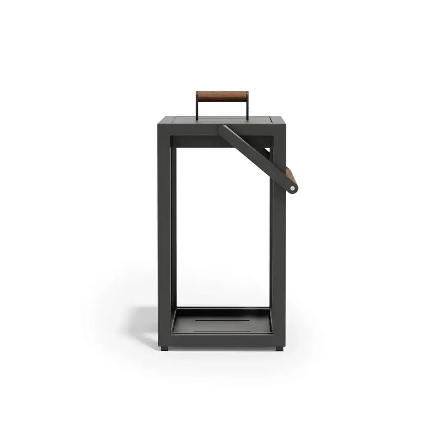 Distinguished Atmosphera Alba floor lamp with durable aluminum and medium-tone Teak, finished in matte dark gray
