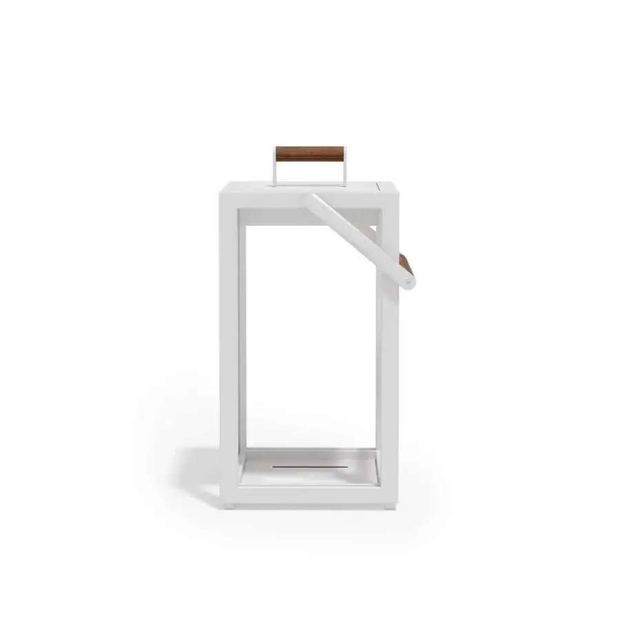 Exceptional Atmosphera Alba floor lamp crafted with aluminum, natural Teak, and a matte finish for sophisticated outdoor illumination